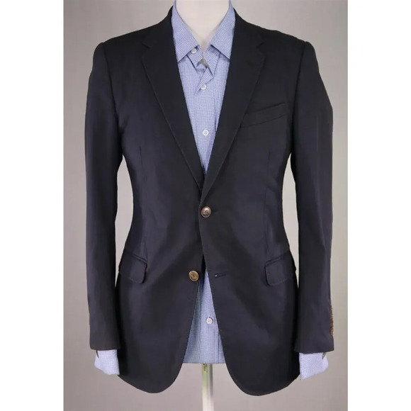 Gucci Navy Blue Cotton-Polyester 2-Btn Slim Fit Blazer Jacket 36R - Picture 2 of 8